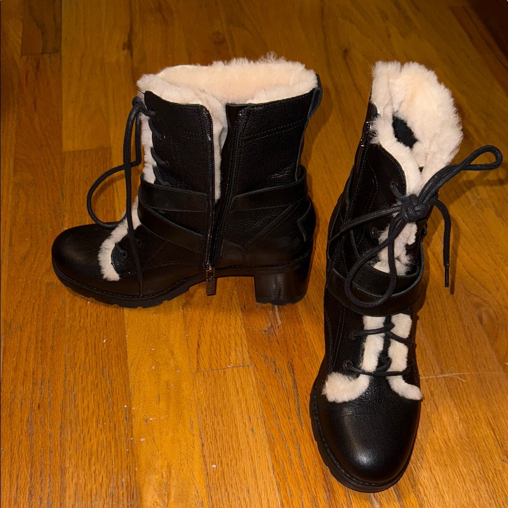 UGG Ingrid Size 8.5 Women's Black Shearling Lined Boots